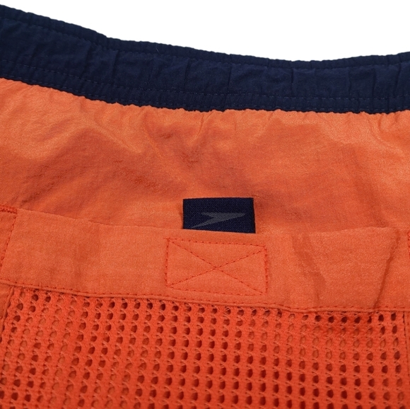 Vintage 90s Speedo Mesh Lined Swim Trunks Orange Nylon Men's Size Large - Picture 8 of 13